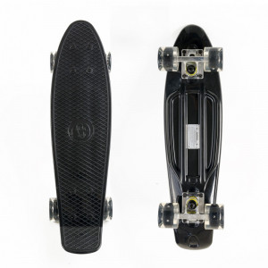 Fish Πλαστικό mini cruiser skateboard 22.5'' Μαύρο με LED ρόδες 0504-226829